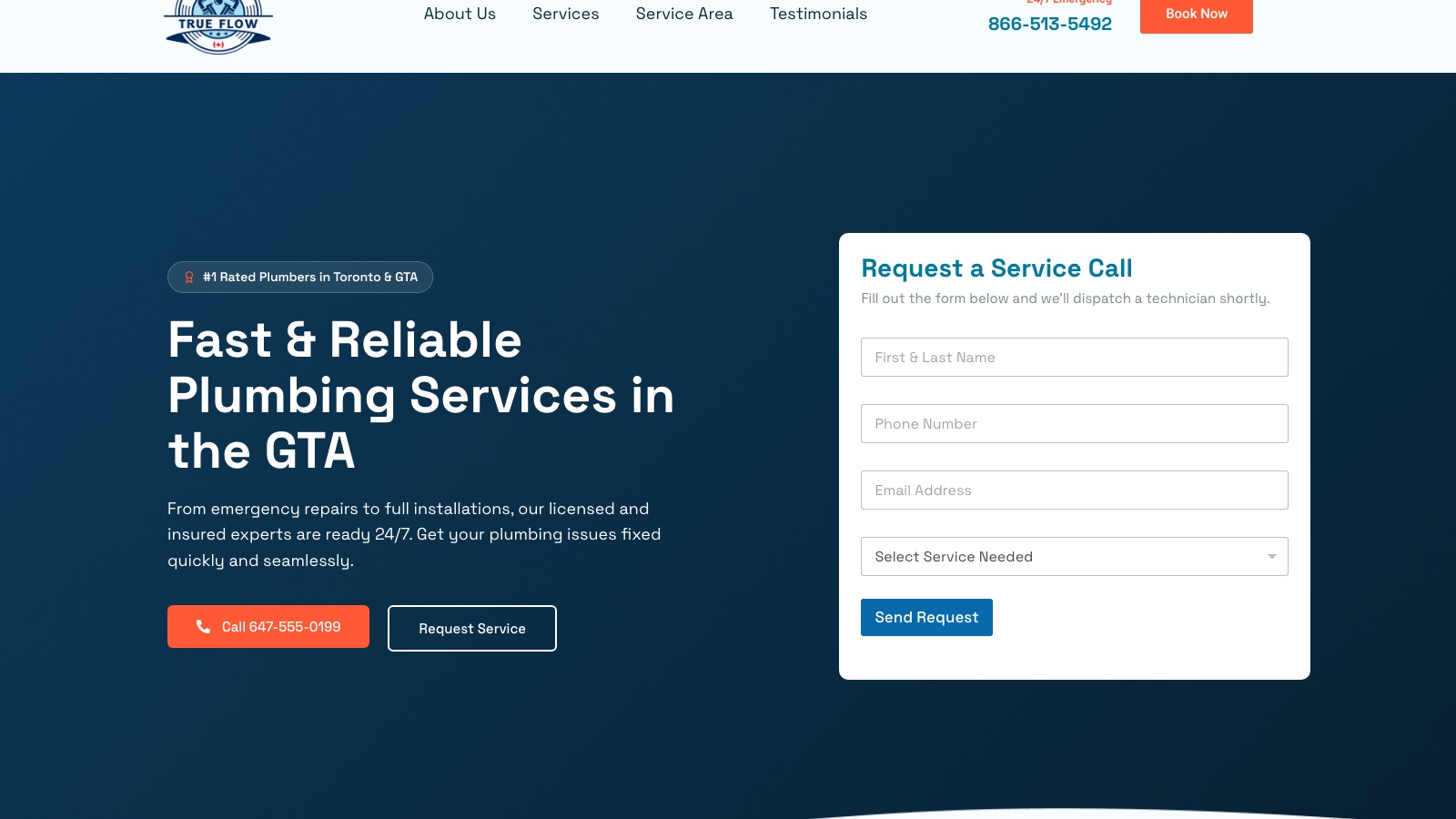 TrueFlow Plumbers: WordPress • Local Service